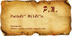 Palkó Milán névjegykártya